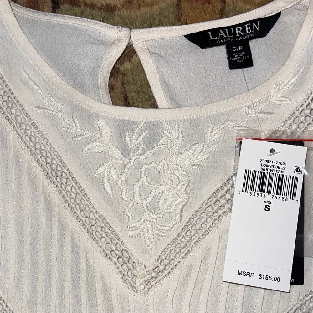 Ralph Lauren White Ruffle Sleeve Blouse - Picture 4 of 7